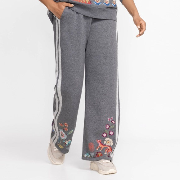 Johnny Was Pants - Johnny Was Griffin Wide Gray Leg Pant Large